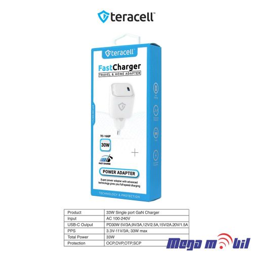 Polnac 220V Teracell Evolution TC-16GP, GaN, PD 3.0, 33W white