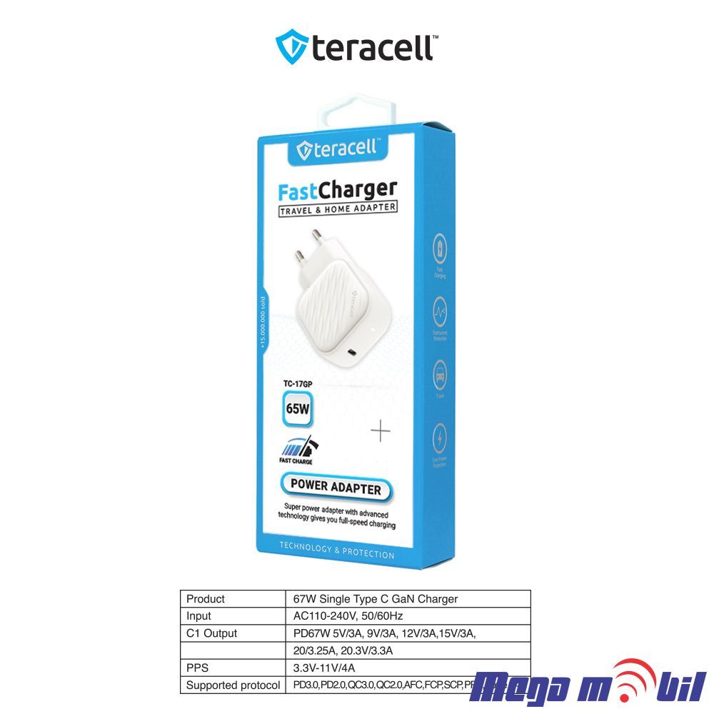 Polnac 220V Teracell Evolution TC-17GP, GaN, PPS, PD 3.0, 67W white