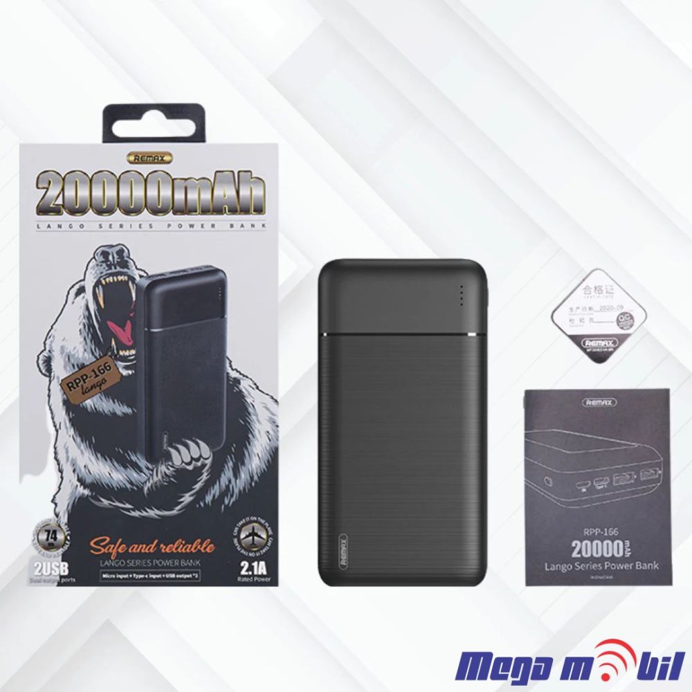 Baterija eksterna 20000mAh REMAX Lango RPP-166 black