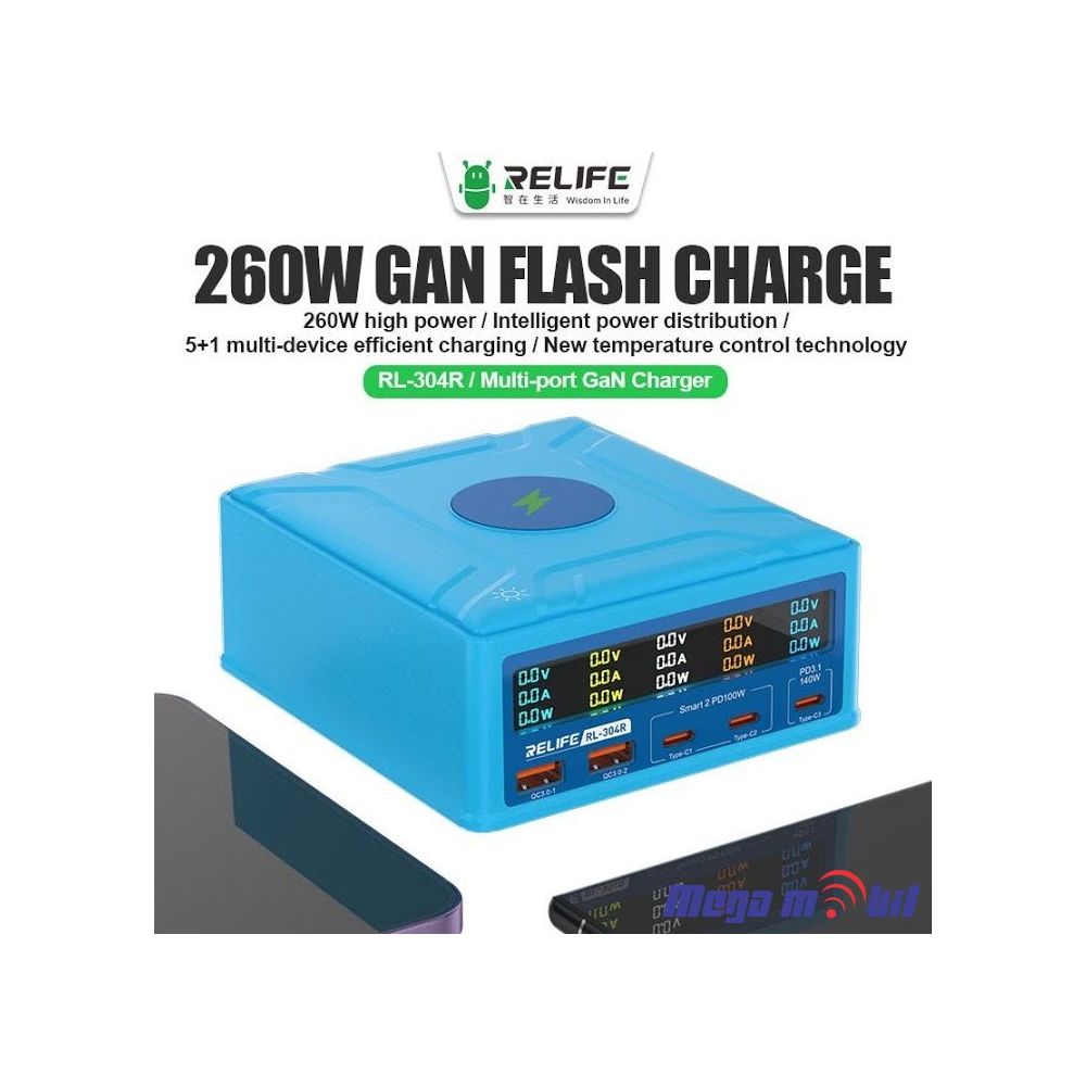 Tester Polnac RL-304R 260W Wireless + 3 ports PD + 2 ports QC3.0  