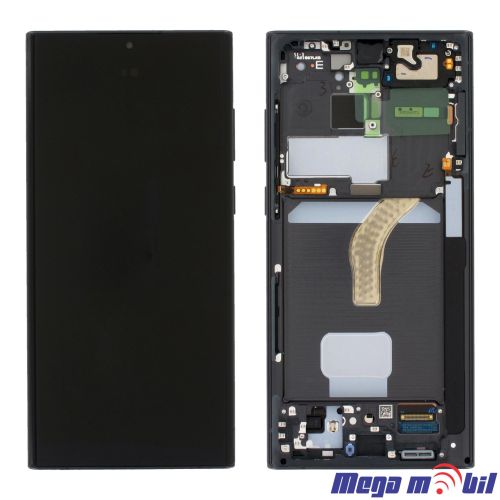 Ekran Samsung S908B S22 Ultra SO RAMKA Black full org SH