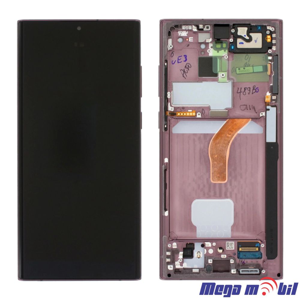 Ekran Samsung S908B S22 Ultra SO RAMKA Purple/Burgundy full org SH