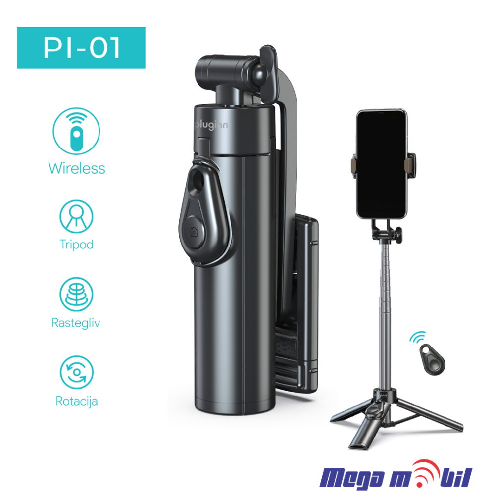 Tripod + Selfie stick Pluginn Pl-01