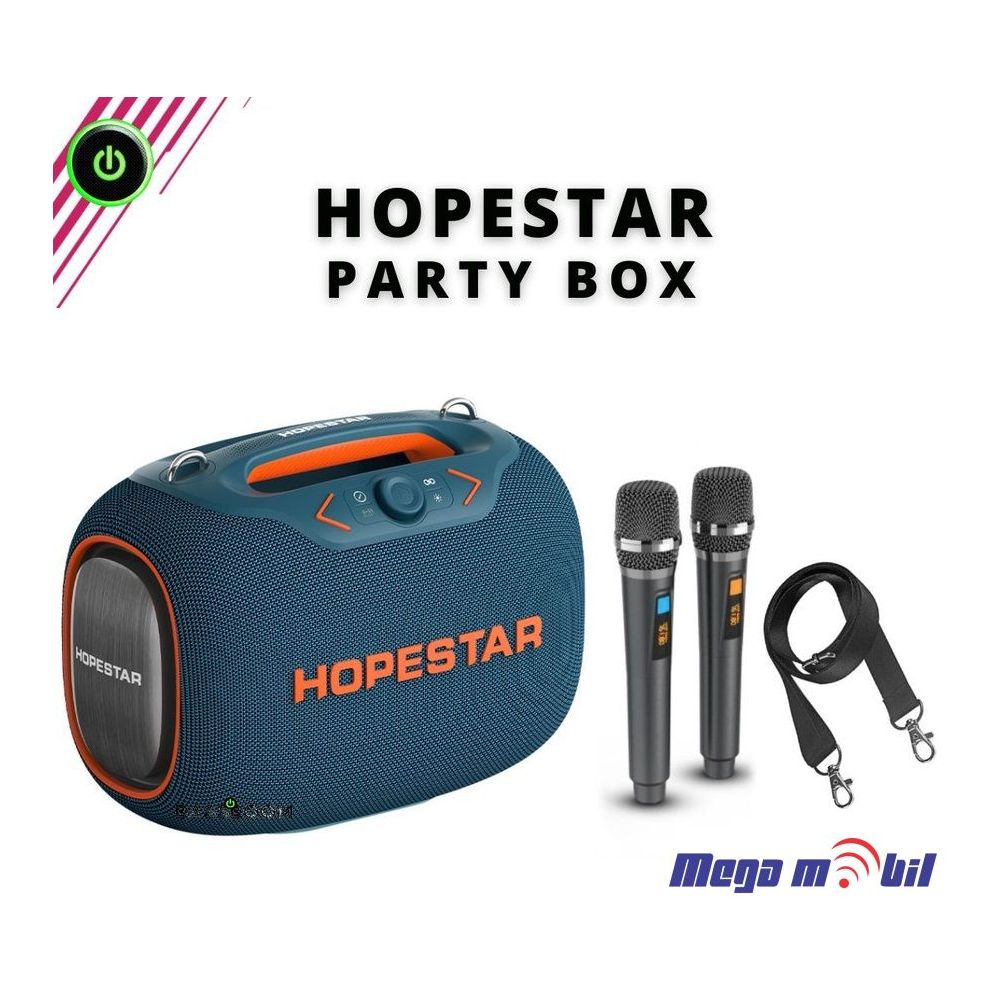 Zvucnik Bluetooth Karaoke Hopestar PARTYBOX so 2 mikrofona blue