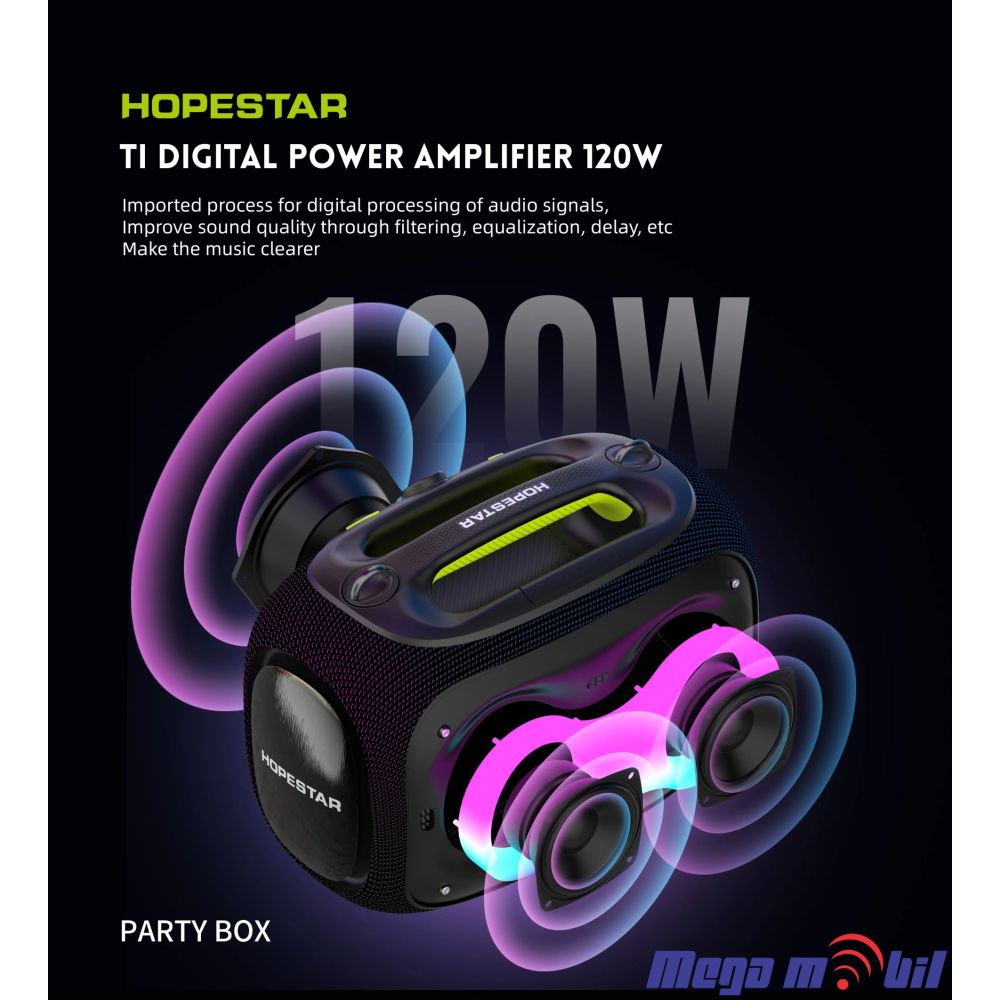 Zvucnik Bluetooth Karaoke Hopestar PARTYBOX so 2 mikrofona blue
