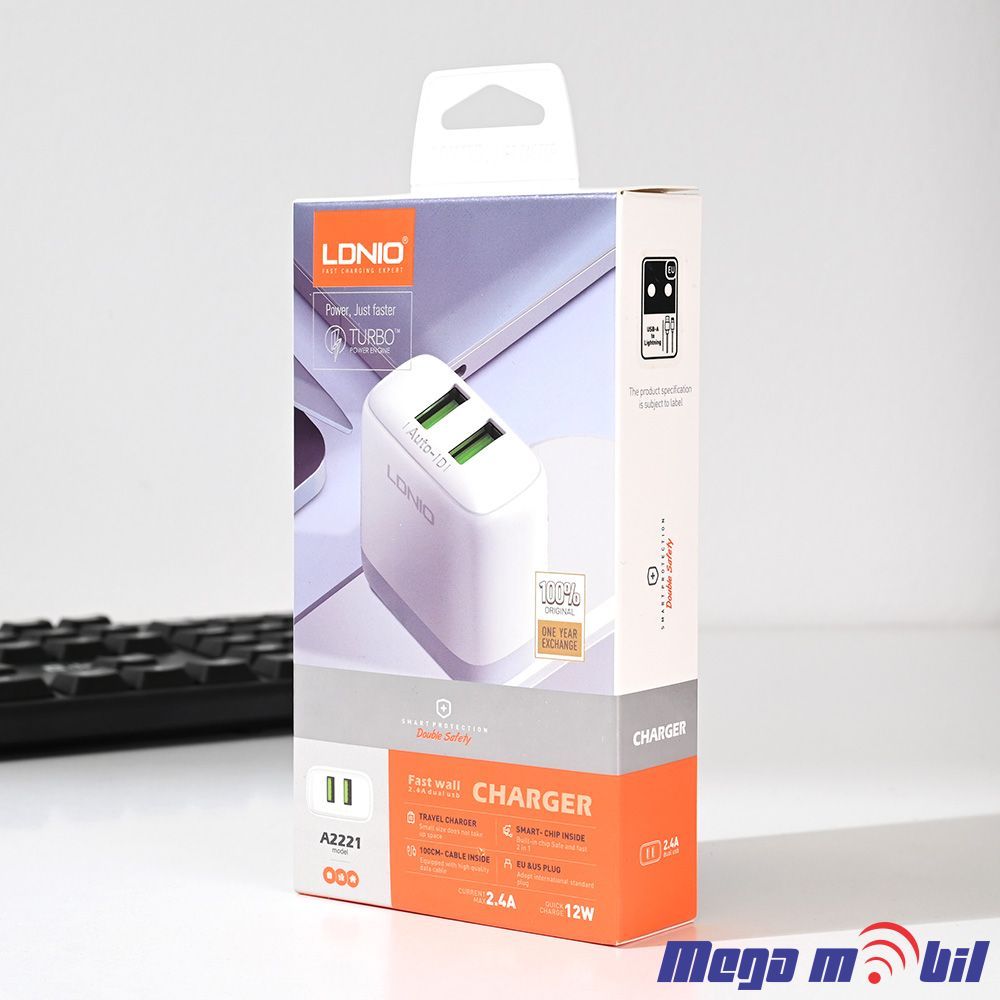 Polnac 220V LDNIO A2221 2USB 2.4A white
