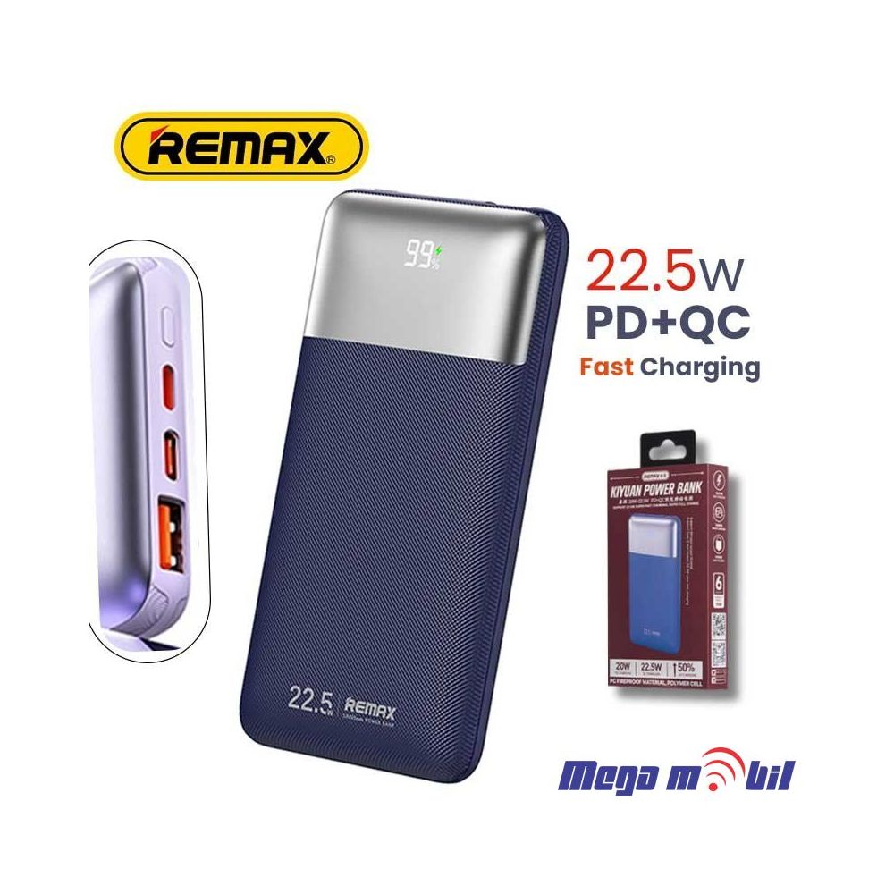 Baterija eksterna 10000mAh REMAX Kiyuan RPP-5 FAST 22.5W+PD 20W dark blue