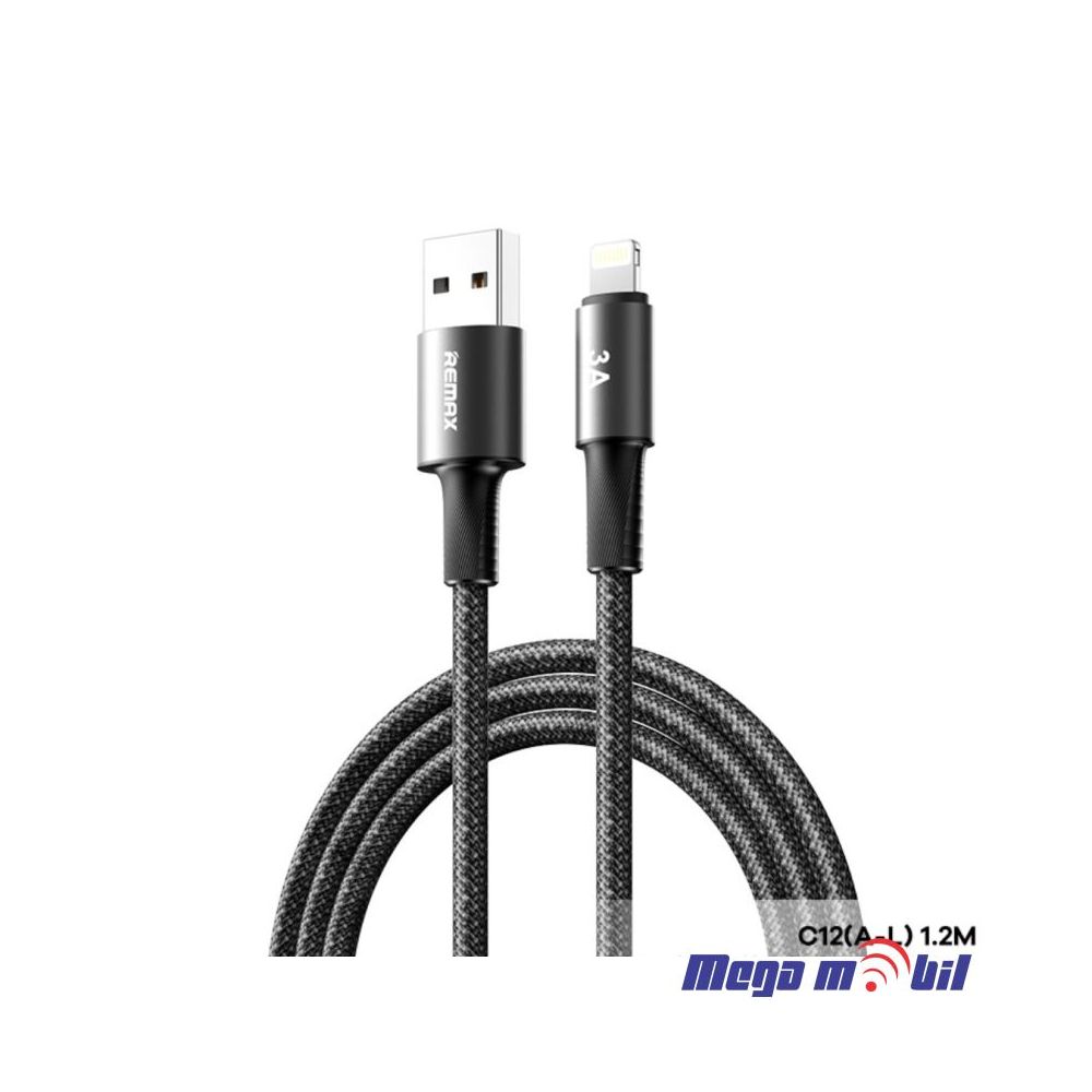 Data Kabel iPhone REMAX Velocity CB25 3A 1.2m Fast black
