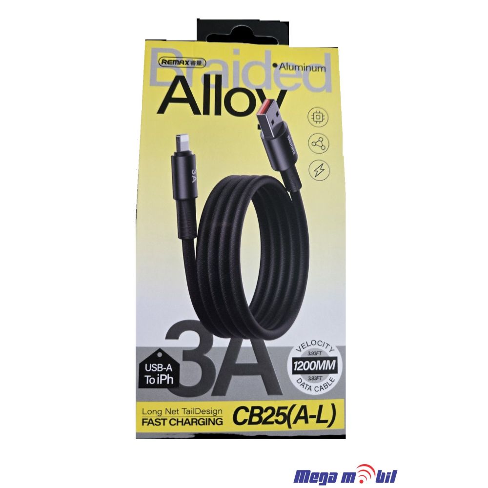 Data Kabel iPhone REMAX Velocity CB25 3A 1.2m Fast black