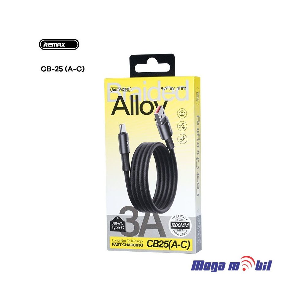 Data Kabel Type C REMAX Velocity CB25 3A 1.2m Fast black