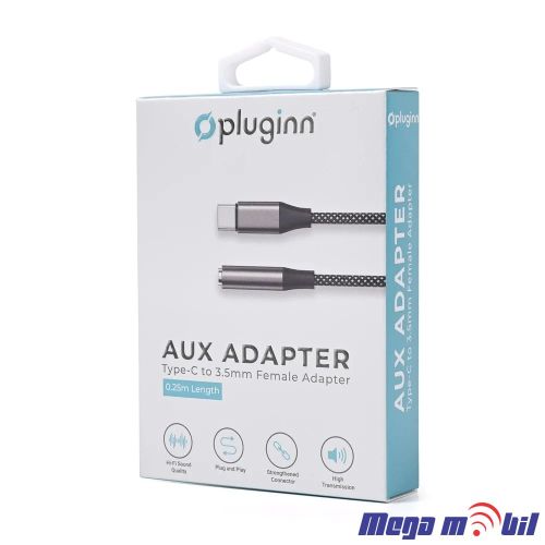 Kabel Pluginn iPhone na 3.5mm zenski za slusalki 25cm black
