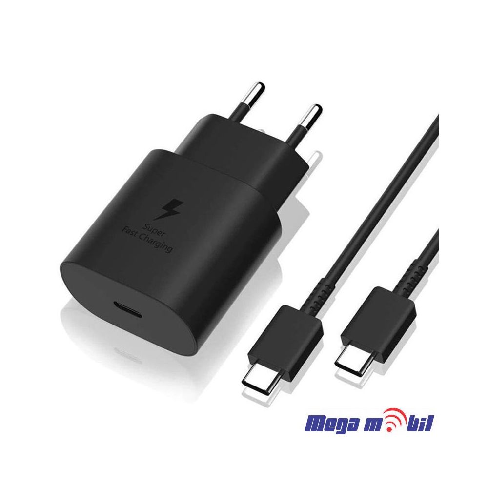 Polnac 220V Samsung 25W PD SUPER FAST black so kabel