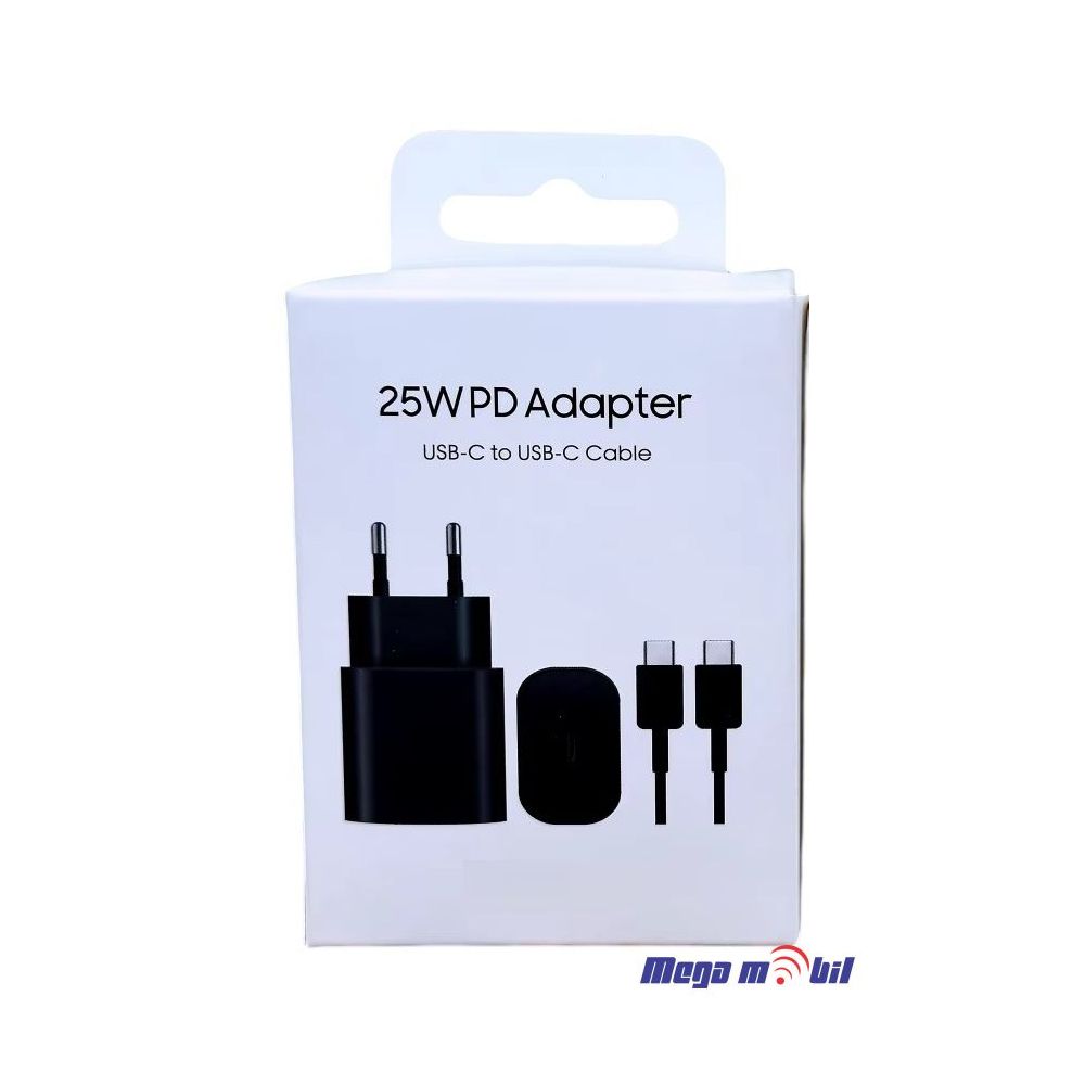 Polnac 220V Samsung 25W PD SUPER FAST black so kabel