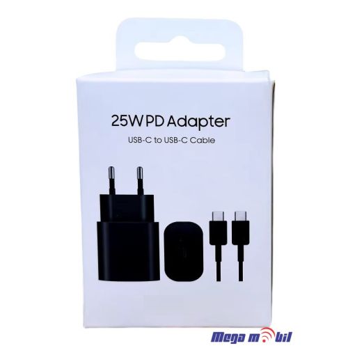 Polnac 220V Samsung 25W PD SUPER FAST black so kabel