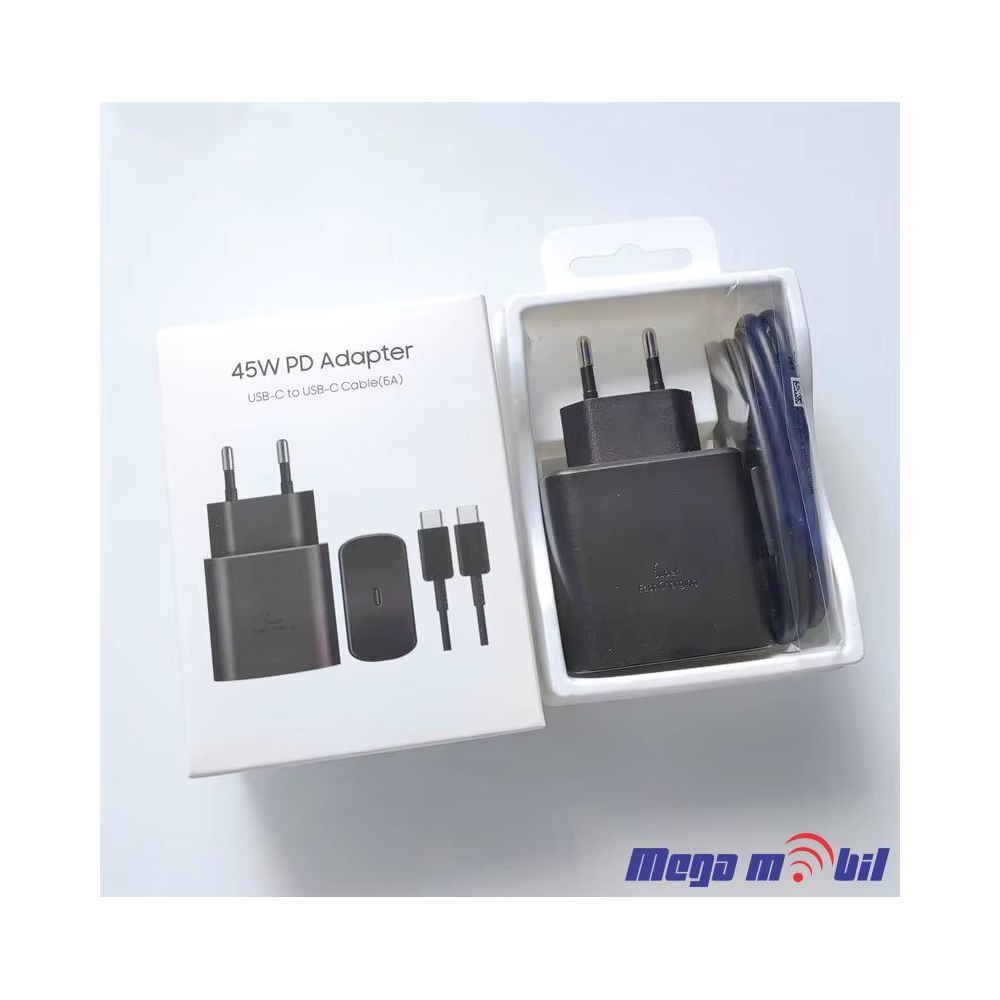 Polnac 220V Samsung 45W PD SUPER FAST black so kabel