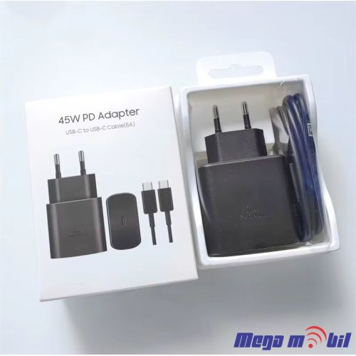 Polnac 220V Samsung 45W PD SUPER FAST black so kabel