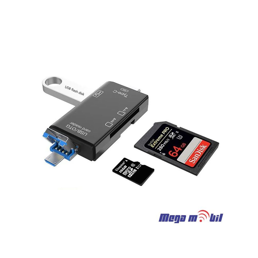 Citac za memoriska kartica All in one ATUD-05 black