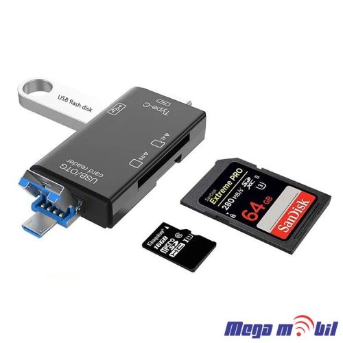 Citac za memoriska kartica All in one ATUD-05 black
