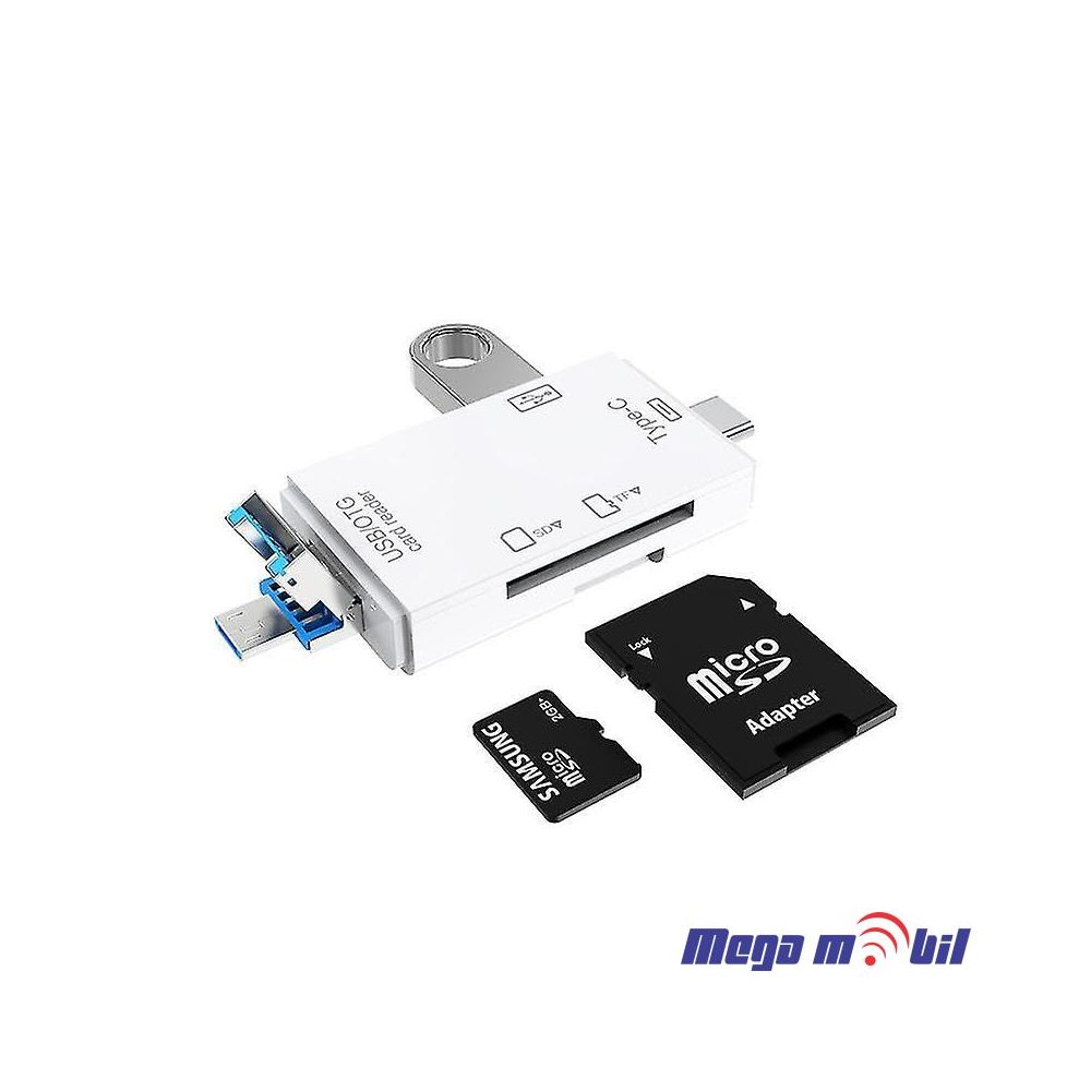 Citac za memoriska kartica All in one ATUD-05 white