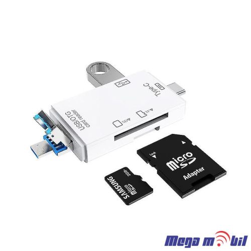 Citac za memoriska kartica All in one ATUD-05 white