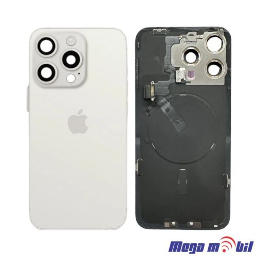 Zadno staklo iPhone 16 Pro White komplet so flet za wireless blic i mikrofon