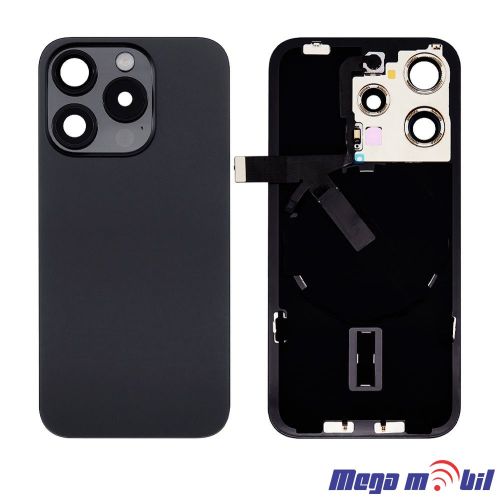 Zadno staklo iPhone 16 Pro Max Black komplet so flet za wireless blic i mikrofon