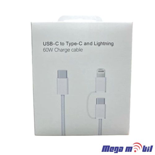 Data Kabel iPhone 15 PD 60W+lightning adapter 20W FAST white