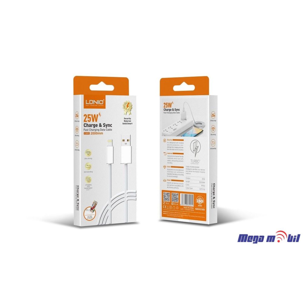 Data Kabel iPhone LDNIO LS892 25W 2m FAST white