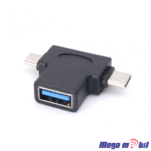 Adapter USB 3.0 F na Type C/Micro USB JWD-51