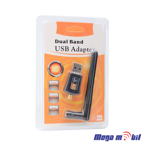Wireless USB dual band adapter so antena 2.4GHz 5GHz 600Mb