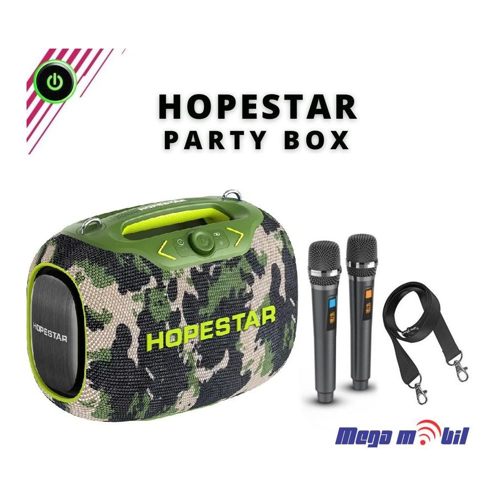 Zvucnik Bluetooth Karaoke Hopestar PARTYBOX so 2 mikrofona military