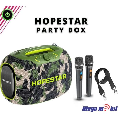 Zvucnik Bluetooth Karaoke Hopestar PARTYBOX so 2 mikrofona military
