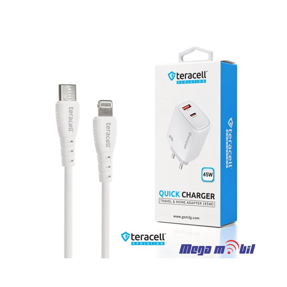 Polnac 220V iPhone Teracell Evolution TC-19, GaN, QC, PD, 45W white