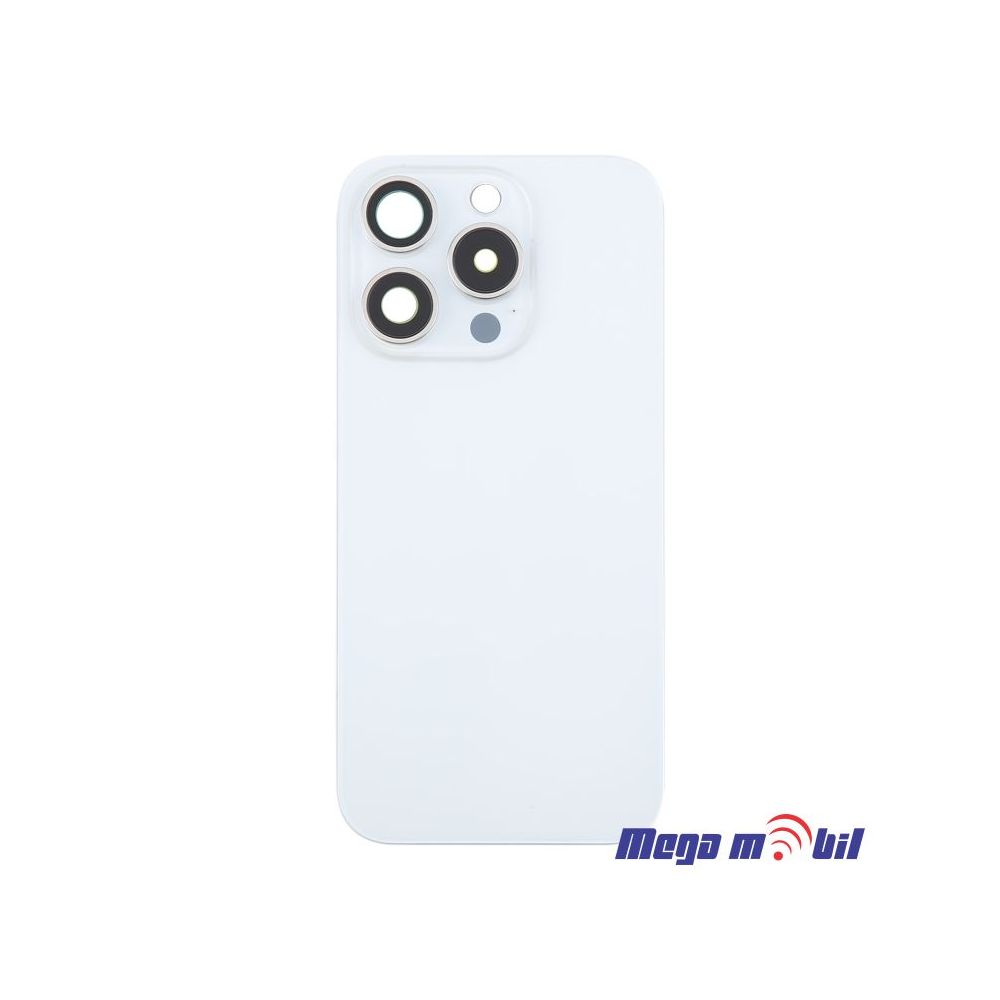 Zadno staklo iPhone 16 Pro Max White so magneti za wireless i stakla za kamera 