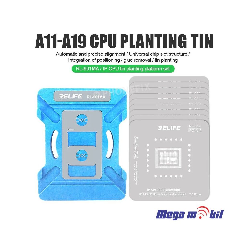 Resetka za BGA iPhone RELIFE RL-601MA CPU Repair Fixture Set/IP Series (A11-A19 Pro)
