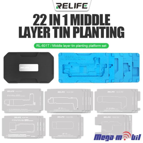 Resetka za BGA iPhone RELIFE RL-601T 31 in 1 Mid-Tier Motherboard Repair Fixture Set  IPX-17 series