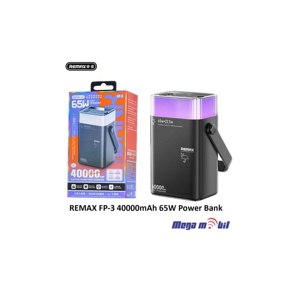 Baterija eksterna 40000mAh REMAX Fluorite FP-3 FAST 65W black