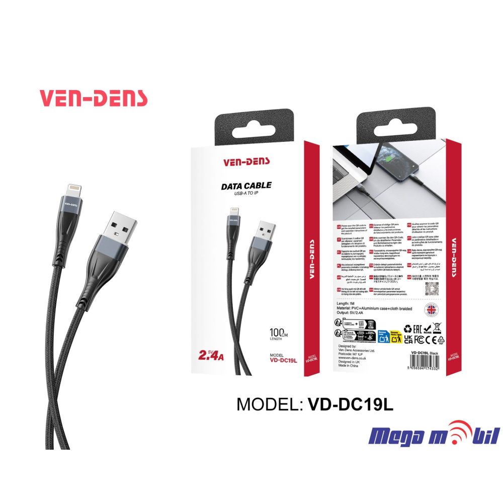 Data Kabel iPhone VD-DC19L 1m FAST black