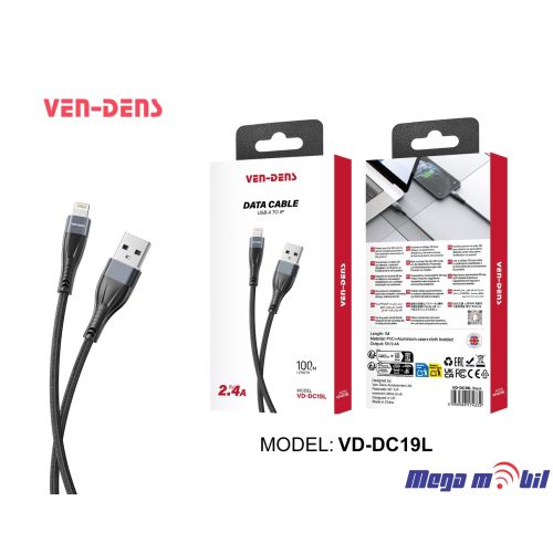 Data Kabel iPhone VD-DC19L 1m FAST black