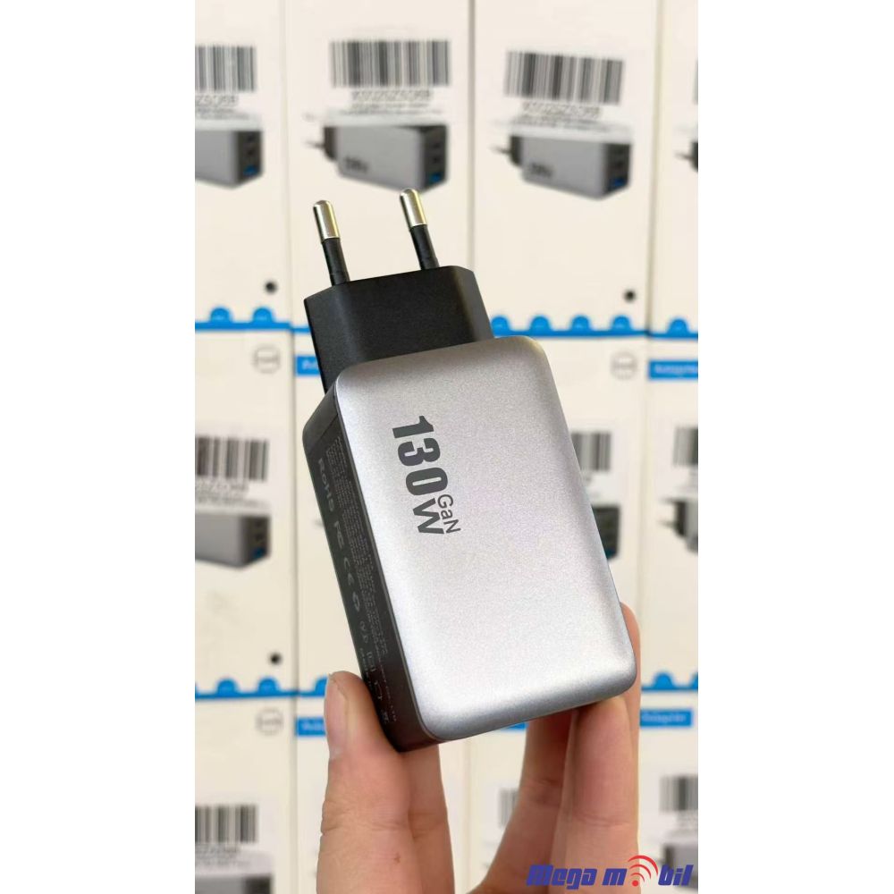 Polnac 220V Univerzalen HX-P14 2XPD+1USB GaN, PPS, PD 3.0, QC 3.0, 130W black