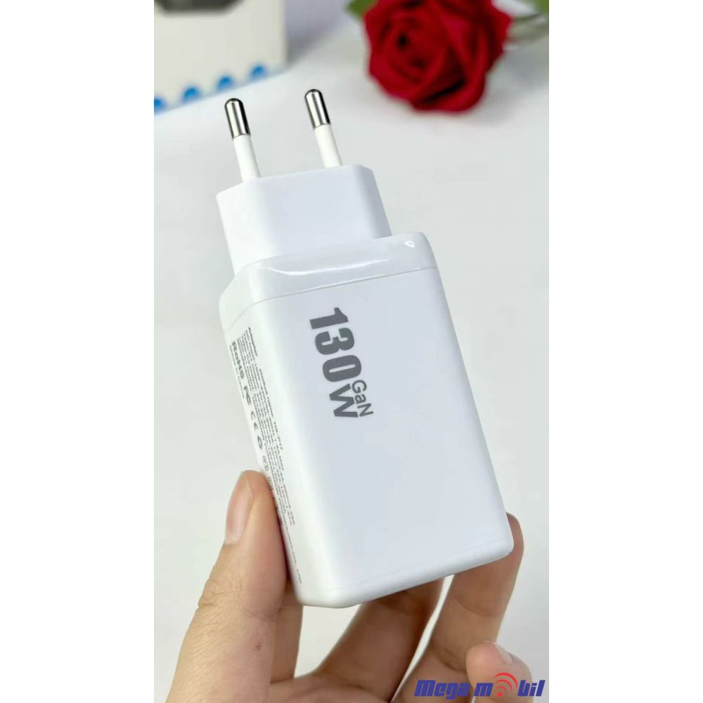 Polnac 220V Univerzalen HX-P14 2XPD+1USB GaN, PPS, PD 3.0, QC 3.0, 130W white