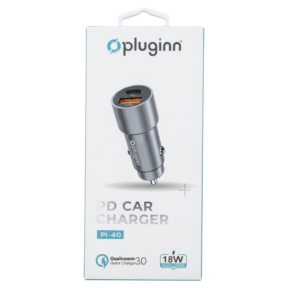 Polnac 12V/24V Pluginn PI-40, PD 20W, QC 3.0 18W, grey