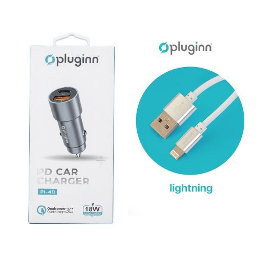 Polnac 12V/24V iPhone Pluginn PI-40, PD 20W, QC 3.0 18W, grey