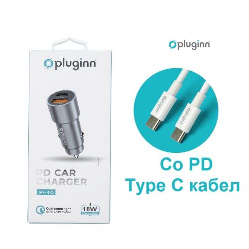 Polnac 12V/24V Type C PD Pluginn PI-40, PD 20W, QC 3.0 18W, grey