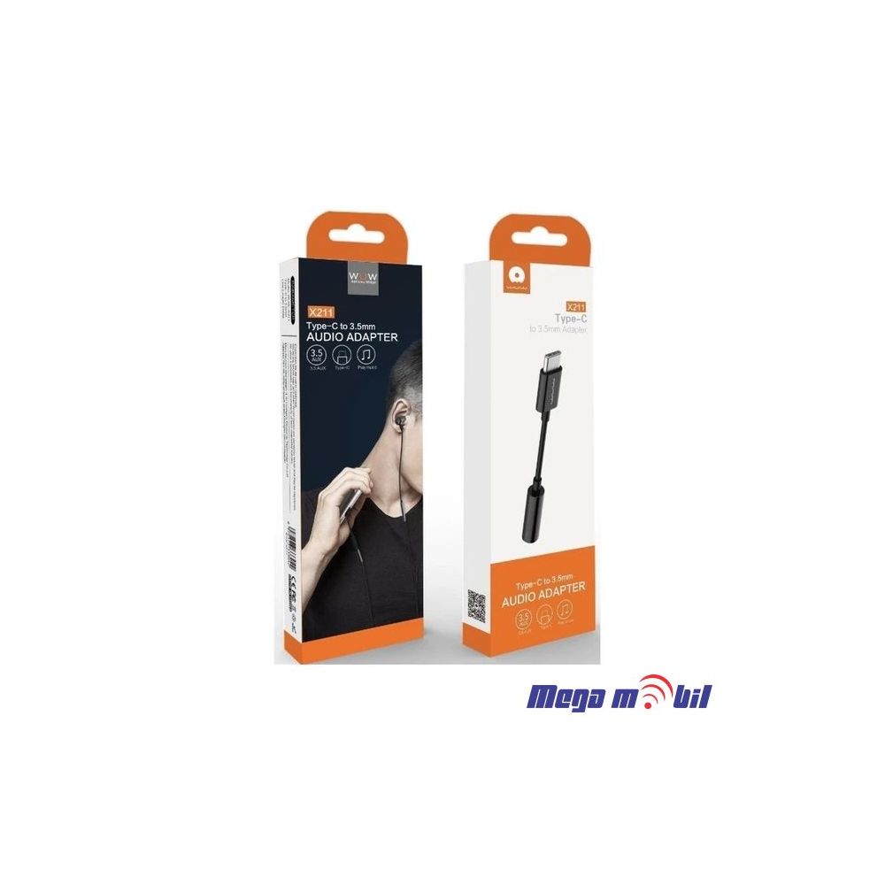 Kabel Type C na 3.5mm WUW-X211 Samsung/iPhone za slusalki black