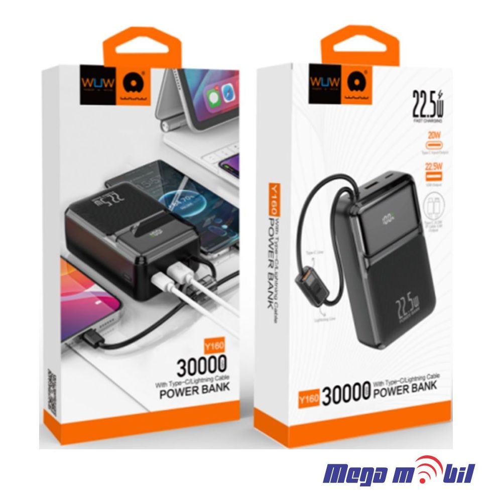 Baterija eksterna 30000mAh WUW-Y160 FAST+PD black