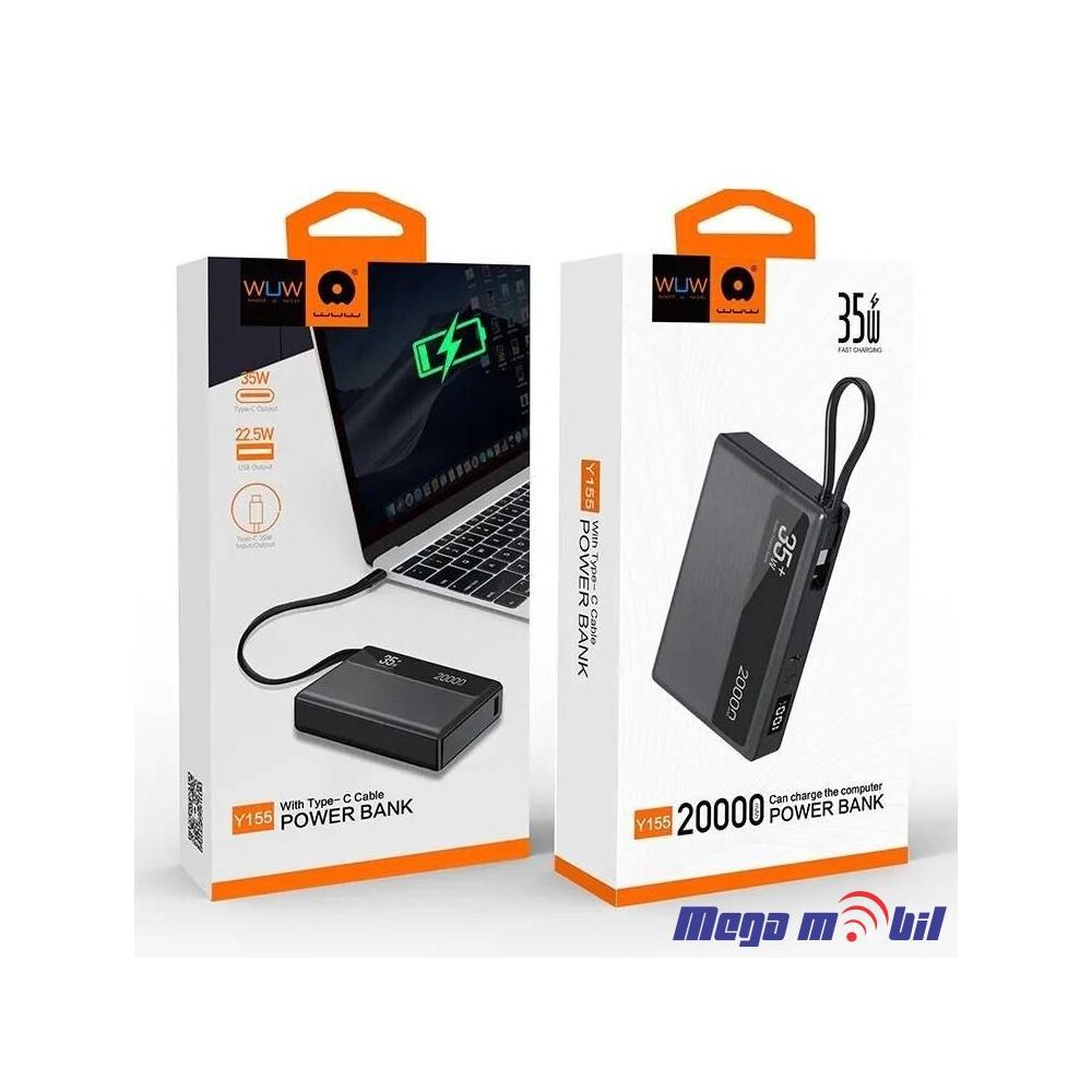 Baterija eksterna 20000mAh WUW-Y155 FAST+PD 35W black