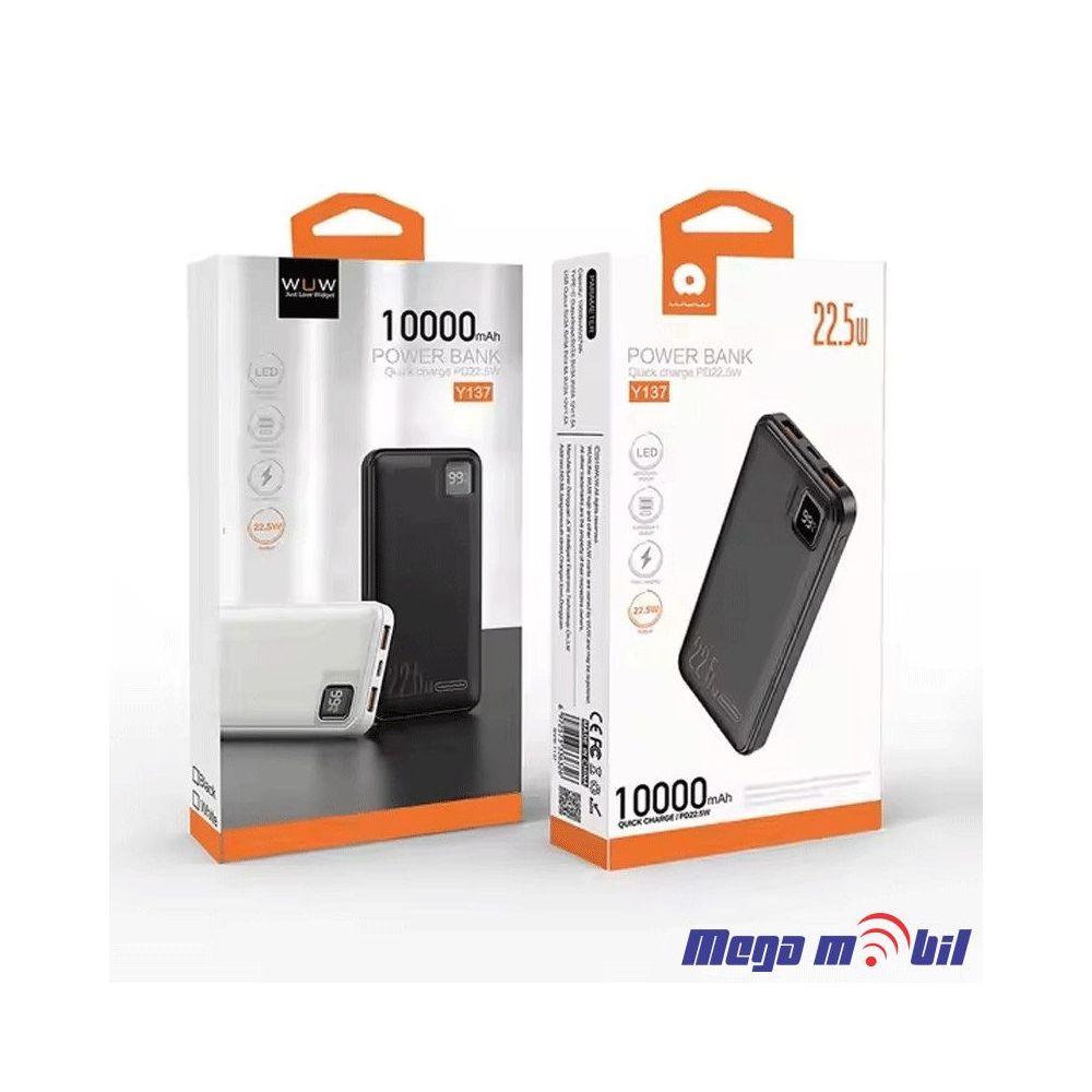 Baterija eksterna 10000mAh WUW-Y137 FAST+PD 22.5W black