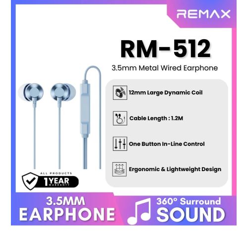 Slusalki REMAX Type C RM-512a blue