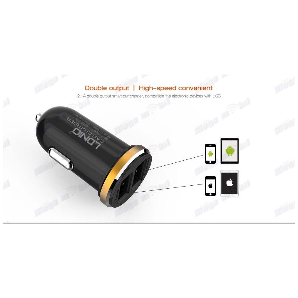 Polnac 12V/24V iPhone LDNIO DL-C22 dual USB 2.1A Black